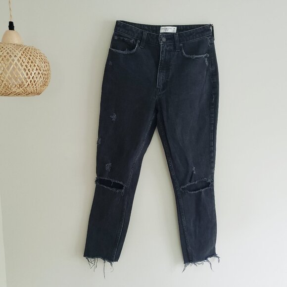 Abercrombie & Fitch Curve Love High Rise Skinny Jeans 26 Black - Picture 1 of 3